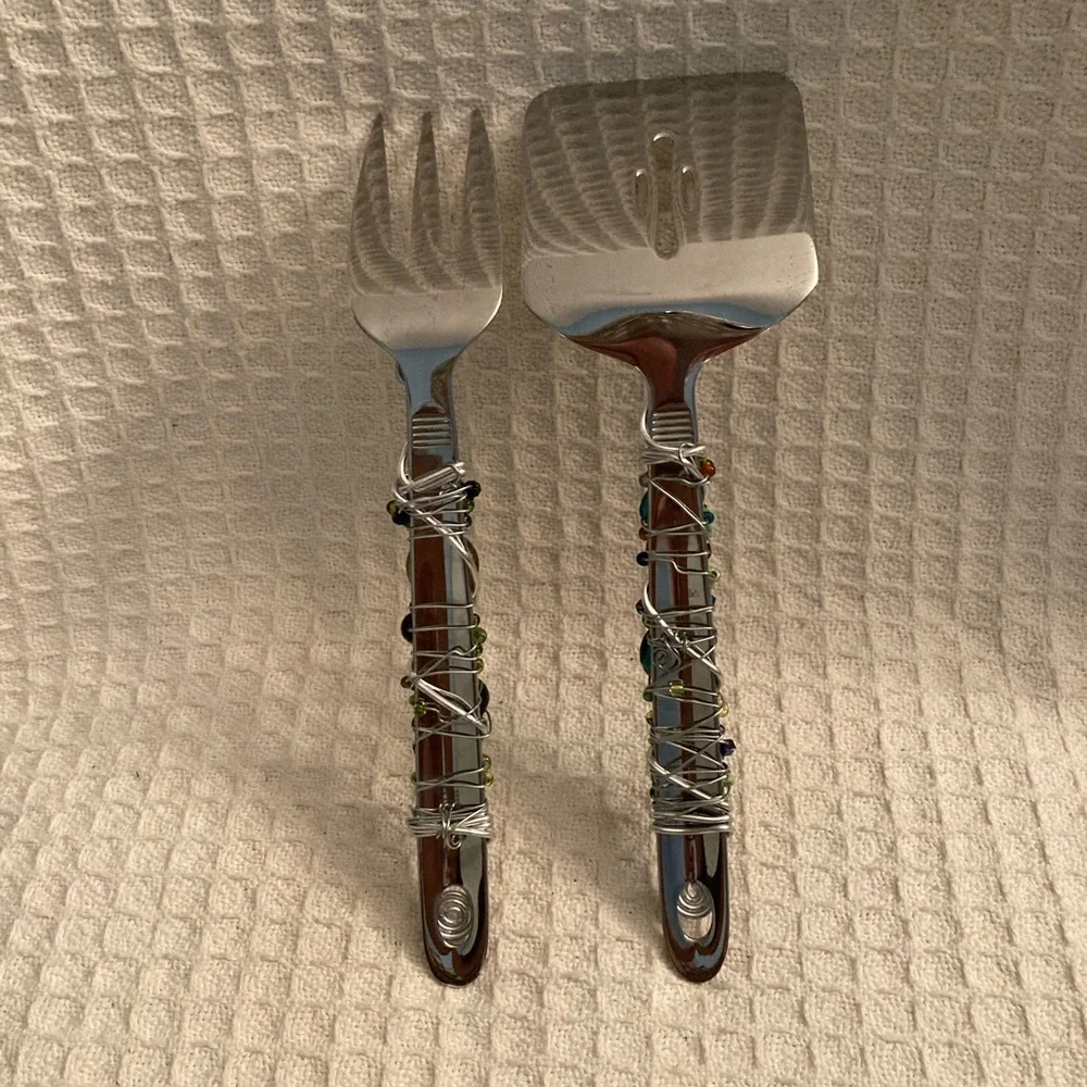 Oneida Stainless Wire Wrapped Beaded Handmade Serving Utensils